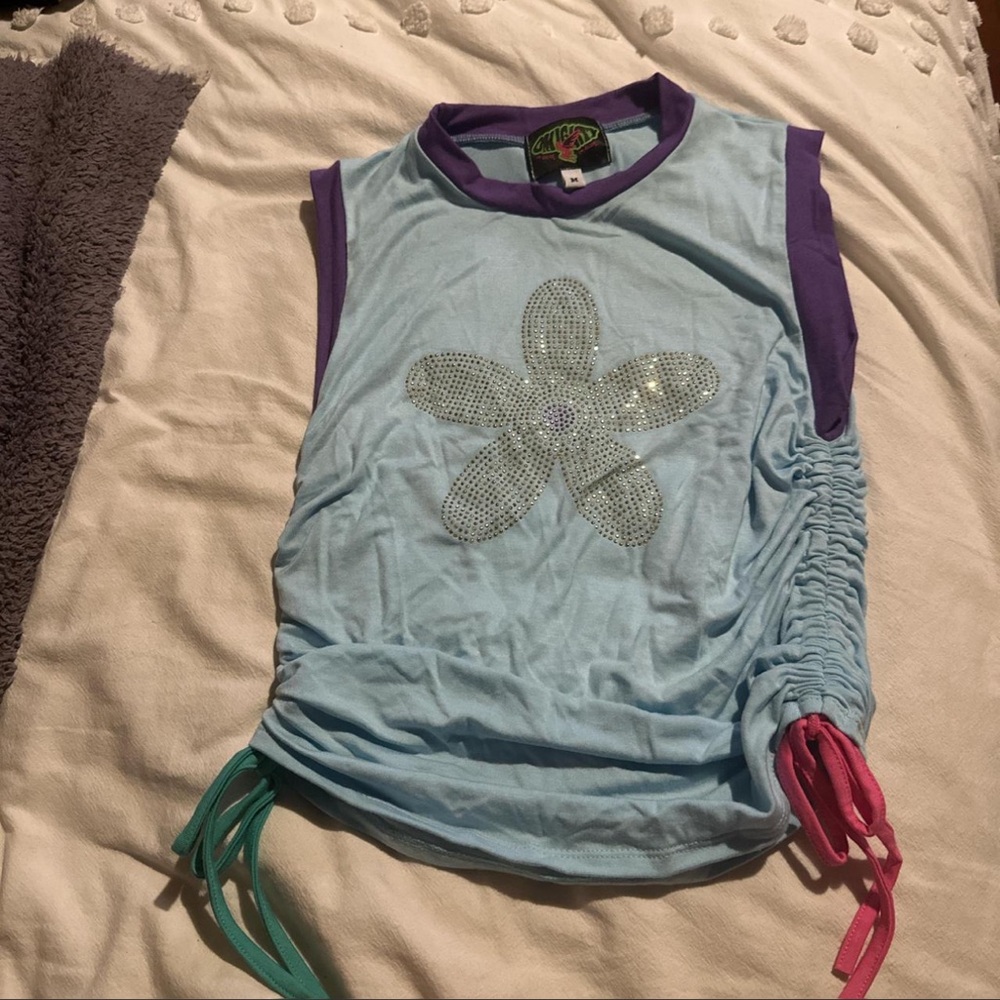 O'Mighty Blue and Purple Tank with Sparkling Flower